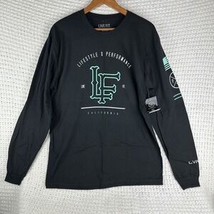LVFT Live Fit Apparel Long Sleeve Medium Black Gym Graphic Shirt